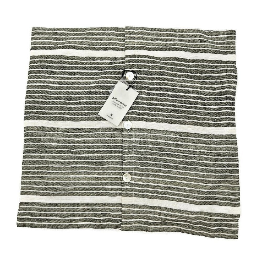 New West Elm Pillow Cover 20 x 20 Olive Green Mini Stripe Cotton Silk